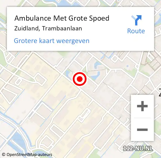 Locatie op kaart van de 112 melding: Ambulance Met Grote Spoed Naar Zuidland, Trambaanlaan op 4 juli 2022 00:16