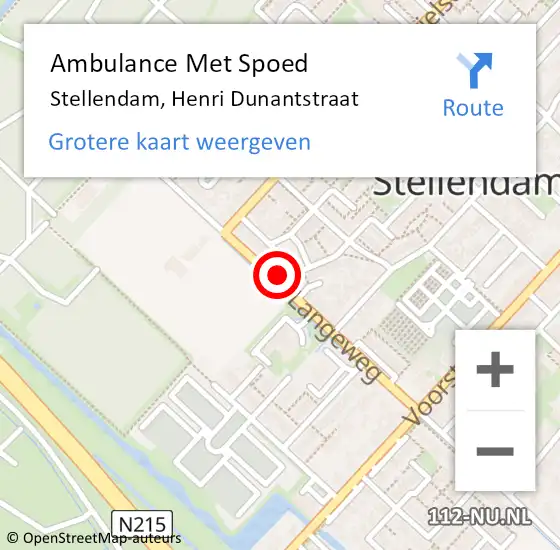 Locatie op kaart van de 112 melding: Ambulance Met Spoed Naar Stellendam, Henri Dunantstraat op 4 juli 2022 00:26