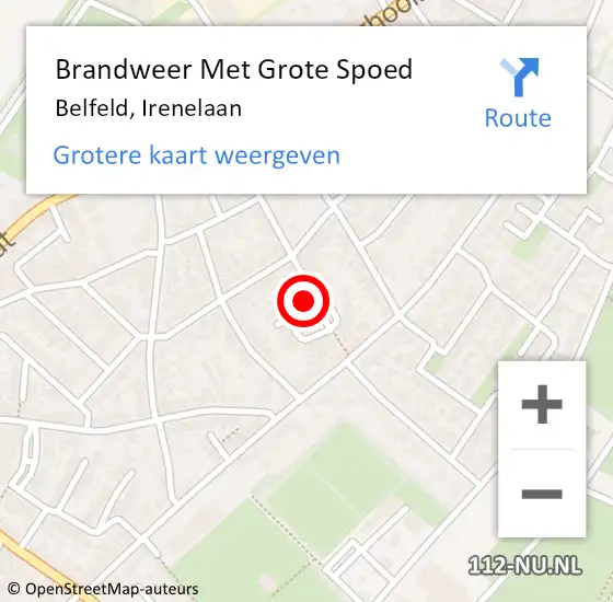 Locatie op kaart van de 112 melding: Brandweer Met Grote Spoed Naar Belfeld, Irenelaan op 4 juli 2022 00:57