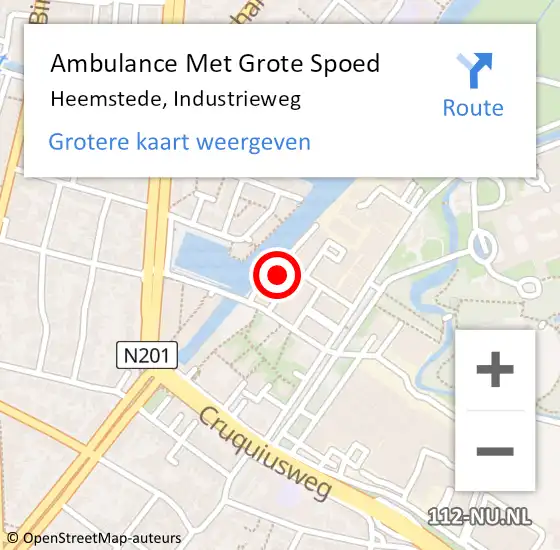 Locatie op kaart van de 112 melding: Ambulance Met Grote Spoed Naar Heemstede, Industrieweg op 4 juli 2022 01:14