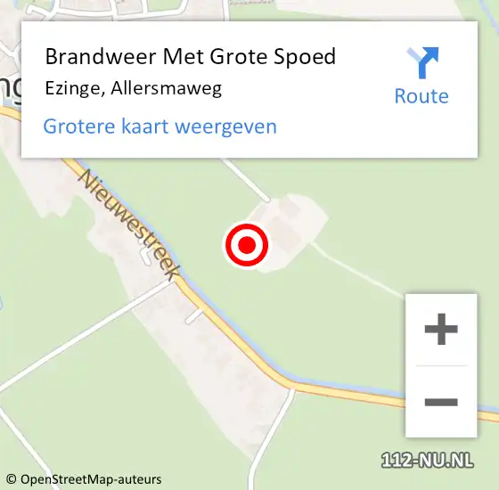 Locatie op kaart van de 112 melding: Brandweer Met Grote Spoed Naar Ezinge, Allersmaweg op 4 juli 2022 01:59