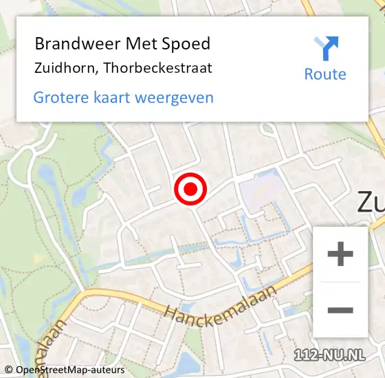 Locatie op kaart van de 112 melding: Brandweer Met Spoed Naar Zuidhorn, Thorbeckestraat op 4 juli 2022 02:40