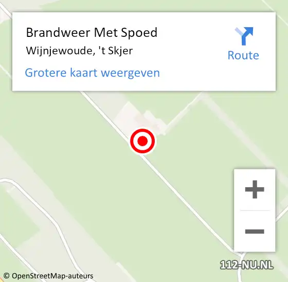 Locatie op kaart van de 112 melding: Brandweer Met Spoed Naar Wijnjewoude, 't Skjer op 4 juli 2022 02:54