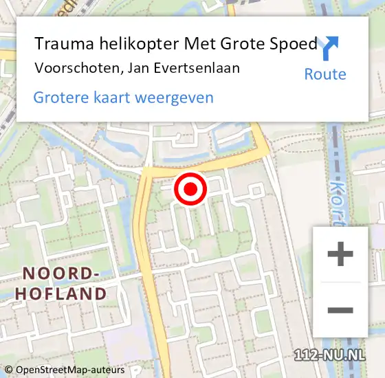 Locatie op kaart van de 112 melding: Trauma helikopter Met Grote Spoed Naar Voorschoten, Jan Evertsenlaan op 4 juli 2022 03:15