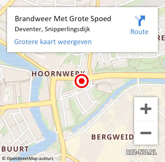 Locatie op kaart van de 112 melding: Brandweer Met Grote Spoed Naar Deventer, Snipperlingsdijk op 4 juli 2022 03:19
