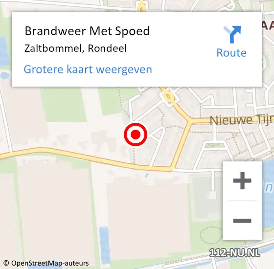 Locatie op kaart van de 112 melding: Brandweer Met Spoed Naar Zaltbommel, Rondeel op 4 juli 2022 03:32