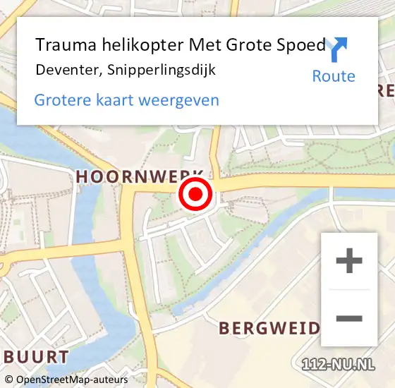 Locatie op kaart van de 112 melding: Trauma helikopter Met Grote Spoed Naar Deventer, Snipperlingsdijk op 4 juli 2022 03:36