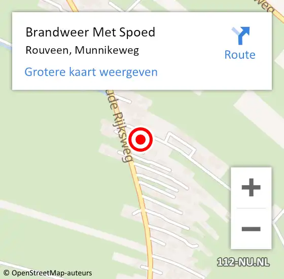 Locatie op kaart van de 112 melding: Brandweer Met Spoed Naar Rouveen, Munnikeweg op 4 juli 2022 03:45