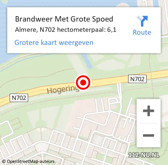 Locatie op kaart van de 112 melding: Brandweer Met Grote Spoed Naar Almere, N702 hectometerpaal: 6,1 op 4 juli 2022 03:55