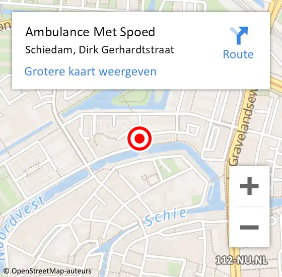 Locatie op kaart van de 112 melding: Ambulance Met Spoed Naar Schiedam, Dirk Gerhardtstraat op 4 juli 2022 04:27