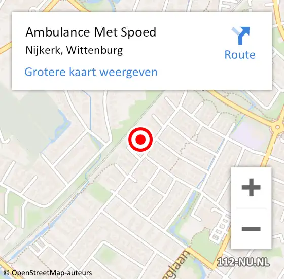 Locatie op kaart van de 112 melding: Ambulance Met Spoed Naar Nijkerk, Wittenburg op 4 juli 2022 04:38