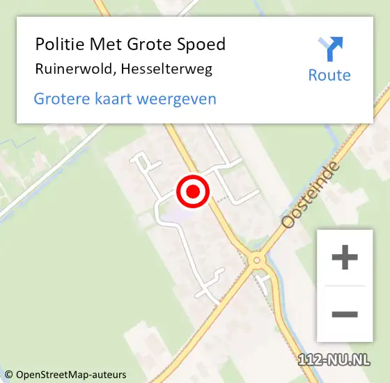 Locatie op kaart van de 112 melding: Politie Met Grote Spoed Naar Ruinerwold, Hesselterweg op 4 juli 2022 05:27