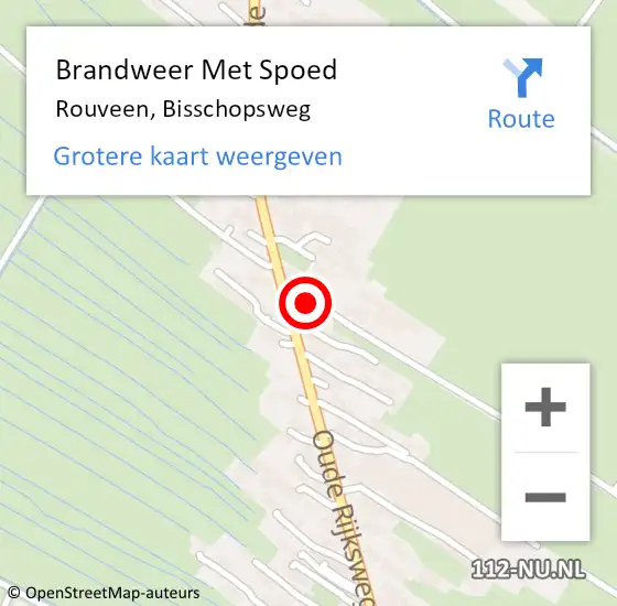 Locatie op kaart van de 112 melding: Brandweer Met Spoed Naar Rouveen, Bisschopsweg op 4 juli 2022 05:28