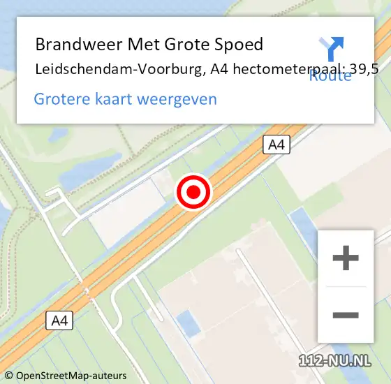 Locatie op kaart van de 112 melding: Brandweer Met Grote Spoed Naar Leidschendam-Voorburg, A4 hectometerpaal: 39,5 op 4 juli 2022 05:45
