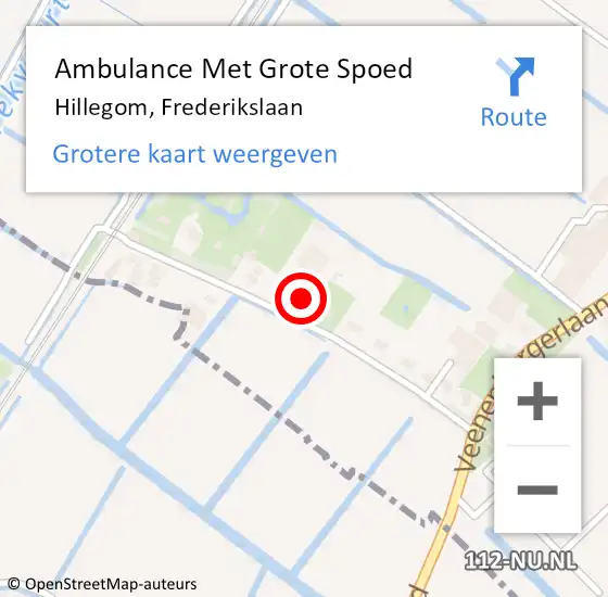 Locatie op kaart van de 112 melding: Ambulance Met Grote Spoed Naar Hillegom, Frederikslaan op 4 juli 2022 06:32