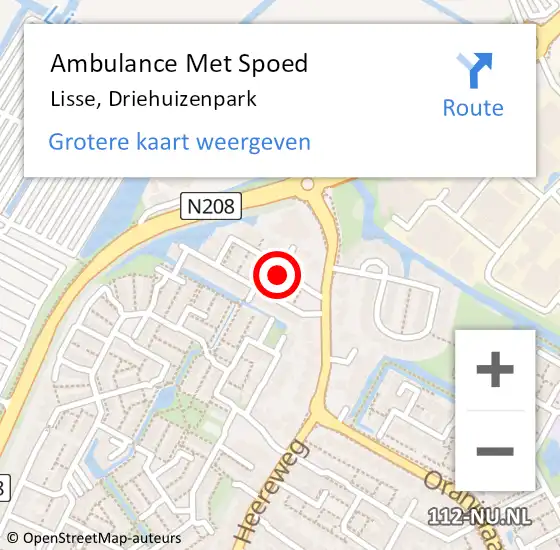 Locatie op kaart van de 112 melding: Ambulance Met Spoed Naar Lisse, Driehuizenpark op 4 juli 2022 06:43