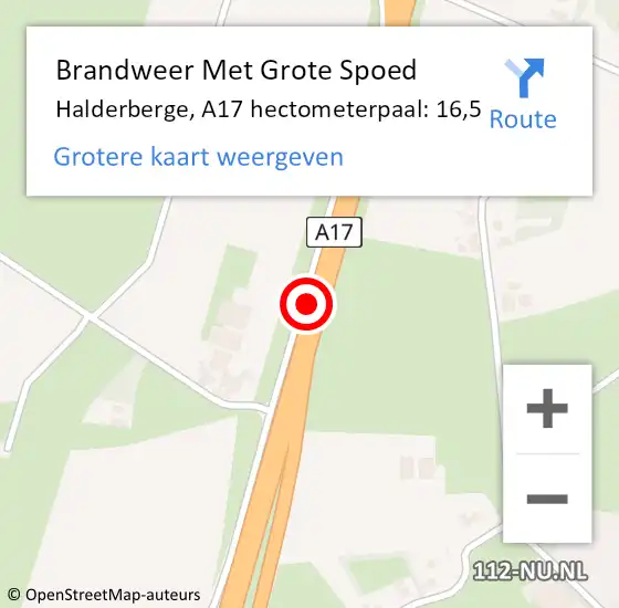 Locatie op kaart van de 112 melding: Brandweer Met Grote Spoed Naar Halderberge, A17 hectometerpaal: 16,5 op 4 juli 2022 07:05