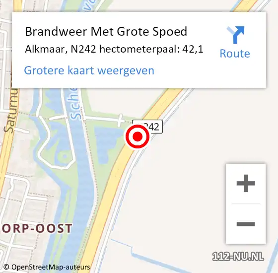 Locatie op kaart van de 112 melding: Brandweer Met Grote Spoed Naar Alkmaar, N242 hectometerpaal: 42,1 op 4 juli 2022 07:10