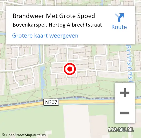 Locatie op kaart van de 112 melding: Brandweer Met Grote Spoed Naar Bovenkarspel, Hertog Albrechtstraat op 22 juli 2014 08:57