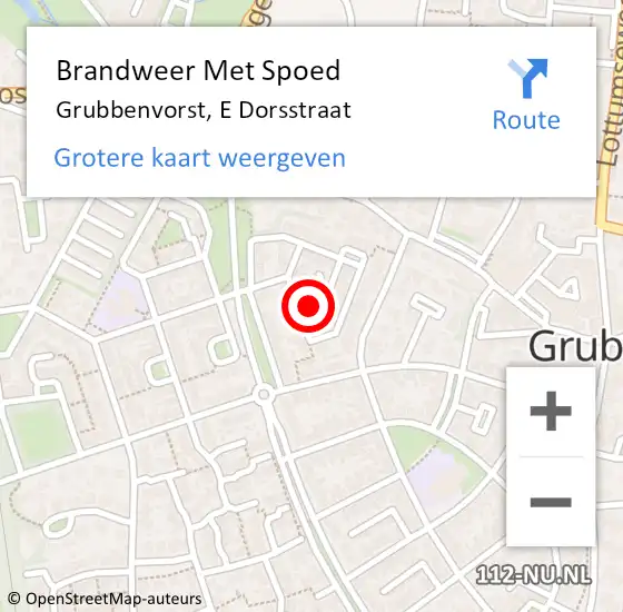 Locatie op kaart van de 112 melding: Brandweer Met Spoed Naar Grubbenvorst, E Dorsstraat op 4 juli 2022 08:24