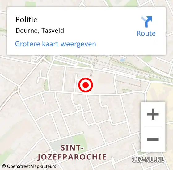 Locatie op kaart van de 112 melding: Politie Deurne, Tasveld op 4 juli 2022 08:25