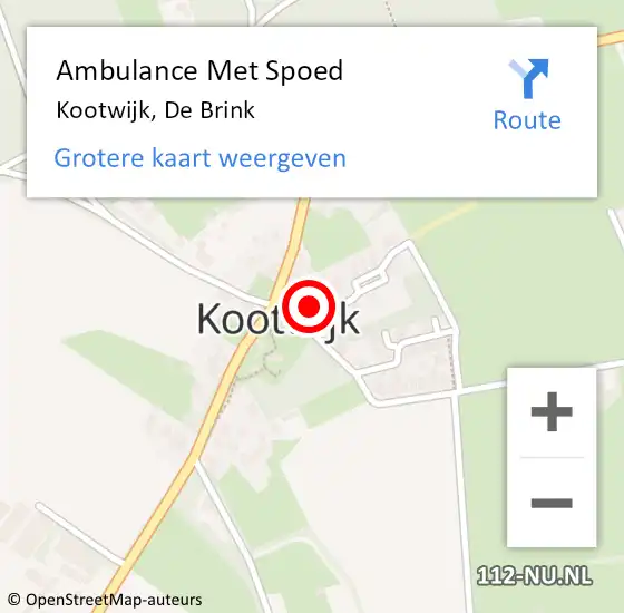 Locatie op kaart van de 112 melding: Ambulance Met Spoed Naar Kootwijk, De Brink op 4 juli 2022 08:55