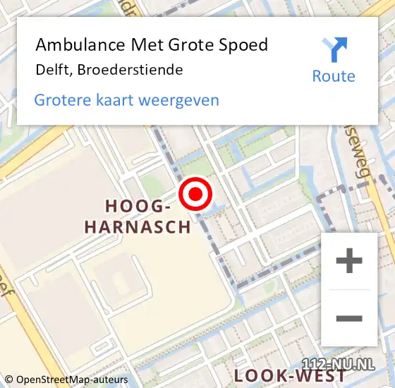 Locatie op kaart van de 112 melding: Ambulance Met Grote Spoed Naar Delft, Broederstiende op 4 juli 2022 08:56