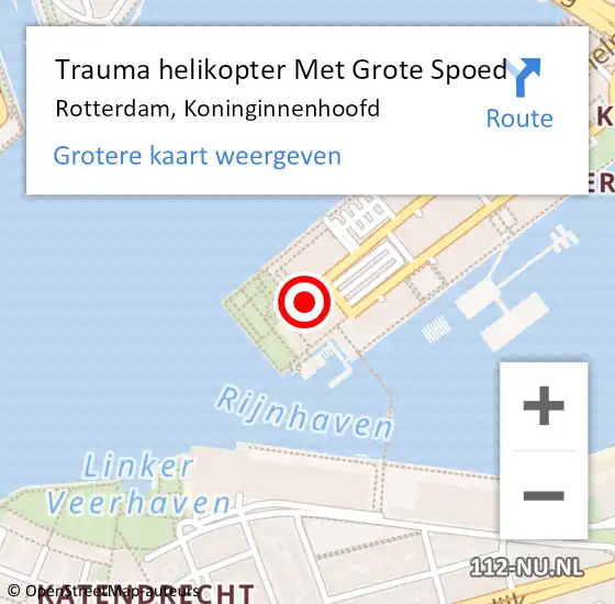 Locatie op kaart van de 112 melding: Trauma helikopter Met Grote Spoed Naar Rotterdam, Koninginnenhoofd op 4 juli 2022 09:21