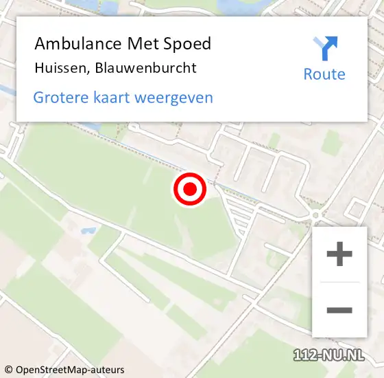 Locatie op kaart van de 112 melding: Ambulance Met Spoed Naar Huissen, Blauwenburcht op 4 juli 2022 09:57