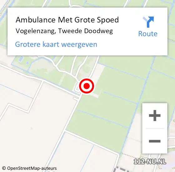 Locatie op kaart van de 112 melding: Ambulance Met Grote Spoed Naar Vogelenzang, Tweede Doodweg op 4 juli 2022 10:13