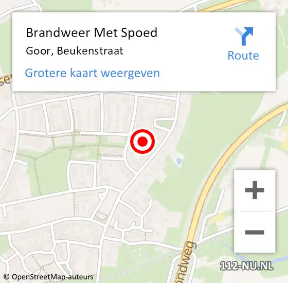 Locatie op kaart van de 112 melding: Brandweer Met Spoed Naar Goor, Beukenstraat op 4 juli 2022 10:19