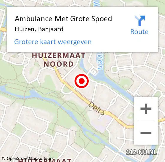 Locatie op kaart van de 112 melding: Ambulance Met Grote Spoed Naar Huizen, Banjaard op 22 juli 2014 09:10