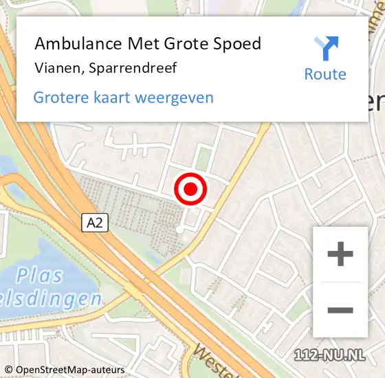 Locatie op kaart van de 112 melding: Ambulance Met Grote Spoed Naar Vianen, Sparrendreef op 4 juli 2022 10:53