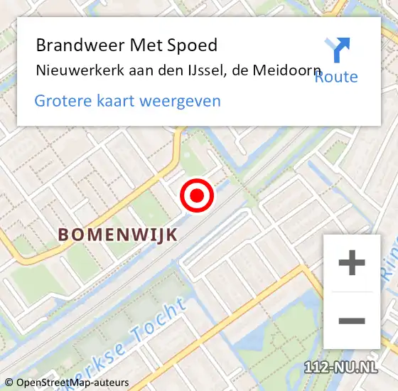 Locatie op kaart van de 112 melding: Brandweer Met Spoed Naar Nieuwerkerk aan den IJssel, de Meidoorn op 4 juli 2022 11:02