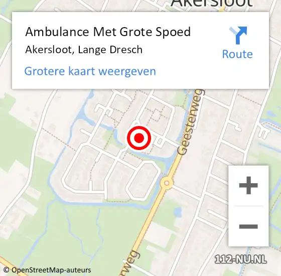 Locatie op kaart van de 112 melding: Ambulance Met Grote Spoed Naar Akersloot, Lange Dresch op 4 juli 2022 11:06