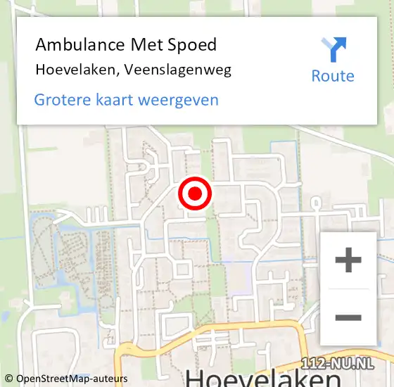 Locatie op kaart van de 112 melding: Ambulance Met Spoed Naar Hoevelaken, Veenslagenweg op 4 juli 2022 11:12