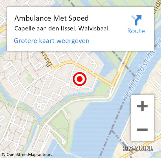 Locatie op kaart van de 112 melding: Ambulance Met Spoed Naar Capelle aan den IJssel, Walvisbaai op 4 juli 2022 11:35