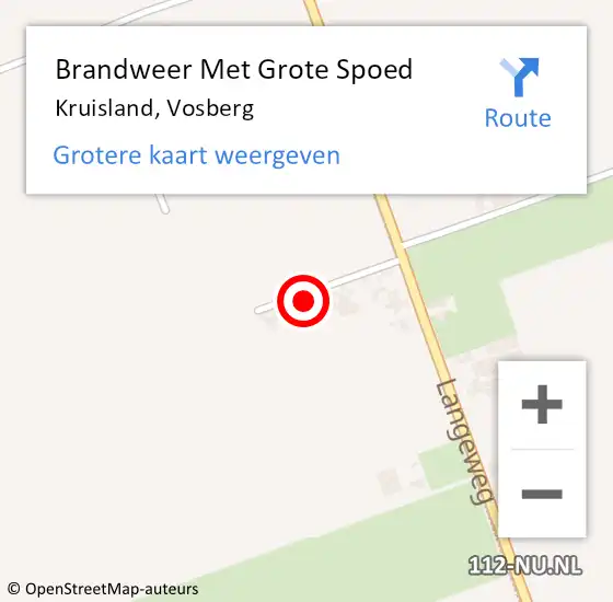 Locatie op kaart van de 112 melding: Brandweer Met Grote Spoed Naar Kruisland, Vosberg op 4 juli 2022 11:46