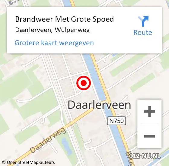 Locatie op kaart van de 112 melding: Brandweer Met Grote Spoed Naar Daarlerveen, Wulpenweg op 4 juli 2022 11:47