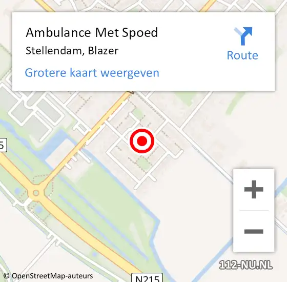 Locatie op kaart van de 112 melding: Ambulance Met Spoed Naar Stellendam, Blazer op 4 juli 2022 11:51