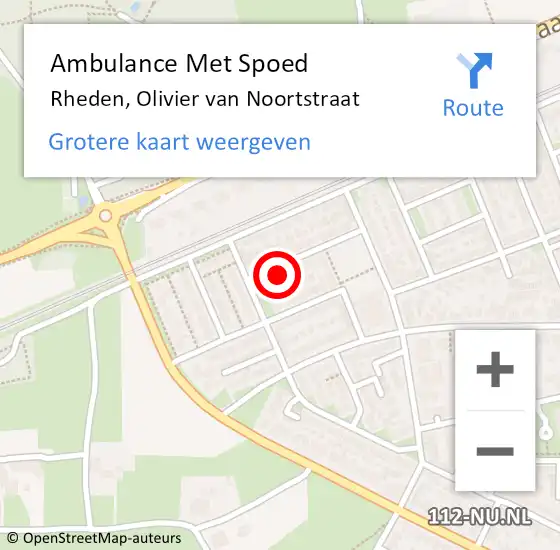 Locatie op kaart van de 112 melding: Ambulance Met Spoed Naar Rheden, Olivier van Noortstraat op 4 juli 2022 11:58