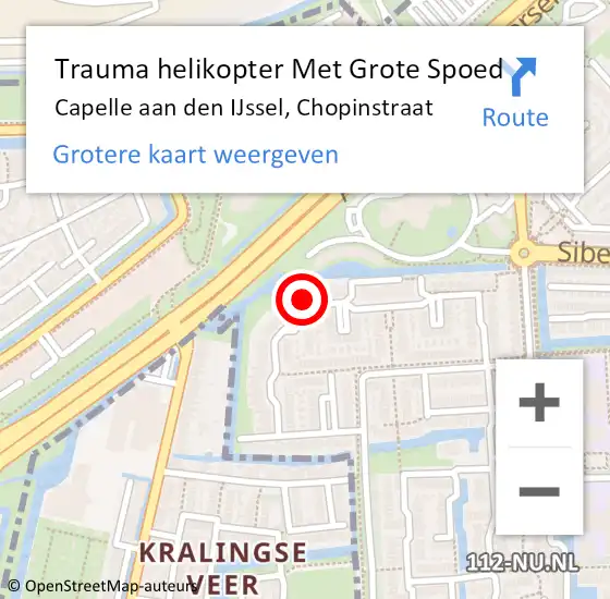 Locatie op kaart van de 112 melding: Trauma helikopter Met Grote Spoed Naar Capelle aan den IJssel, Chopinstraat op 4 juli 2022 12:01