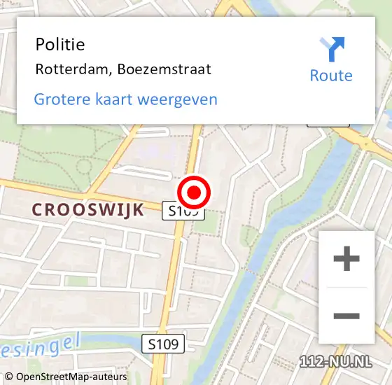 Locatie op kaart van de 112 melding: Politie Rotterdam, Boezemstraat op 4 juli 2022 12:18