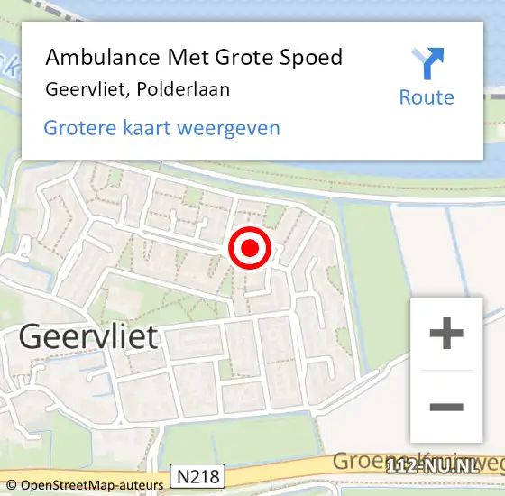 Locatie op kaart van de 112 melding: Ambulance Met Grote Spoed Naar Geervliet, Polderlaan op 4 juli 2022 12:19