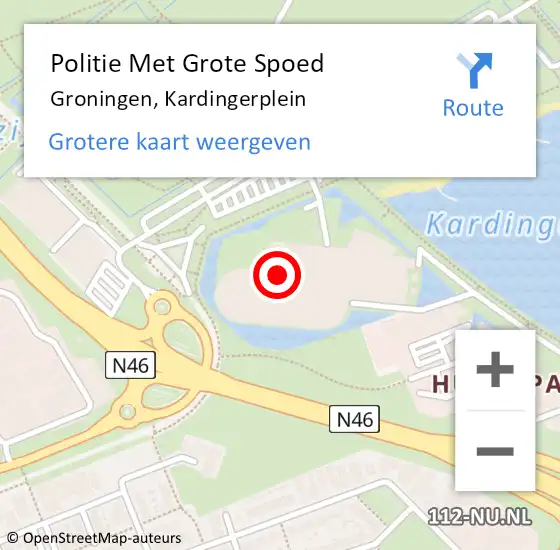 Locatie op kaart van de 112 melding: Politie Met Grote Spoed Naar Groningen, Kardingerplein op 4 juli 2022 12:21