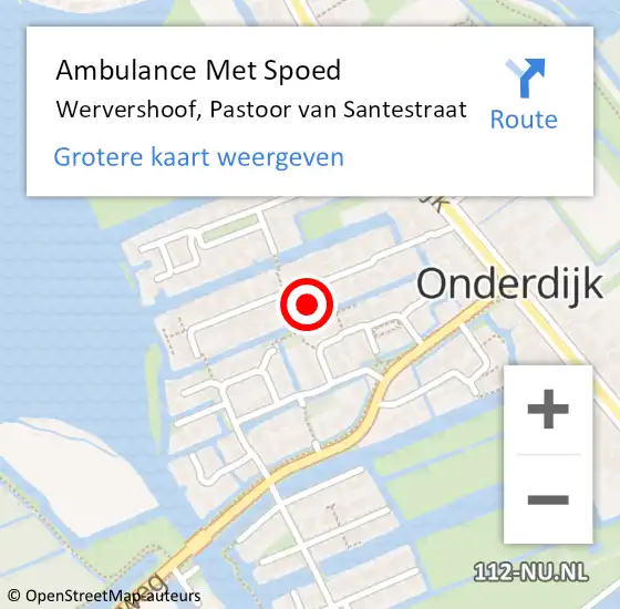Locatie op kaart van de 112 melding: Ambulance Met Spoed Naar Wervershoof, Pastoor van Santestraat op 4 juli 2022 12:47