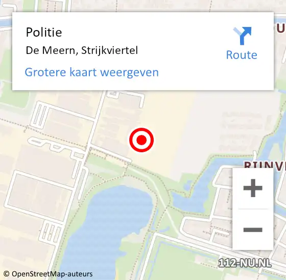 Locatie op kaart van de 112 melding: Politie De Meern, Strijkviertel op 4 juli 2022 12:47