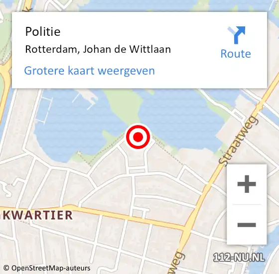 Locatie op kaart van de 112 melding: Politie Rotterdam, Johan de Wittlaan op 4 juli 2022 13:26