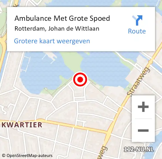 Locatie op kaart van de 112 melding: Ambulance Met Grote Spoed Naar Rotterdam, Johan de Wittlaan op 4 juli 2022 13:26
