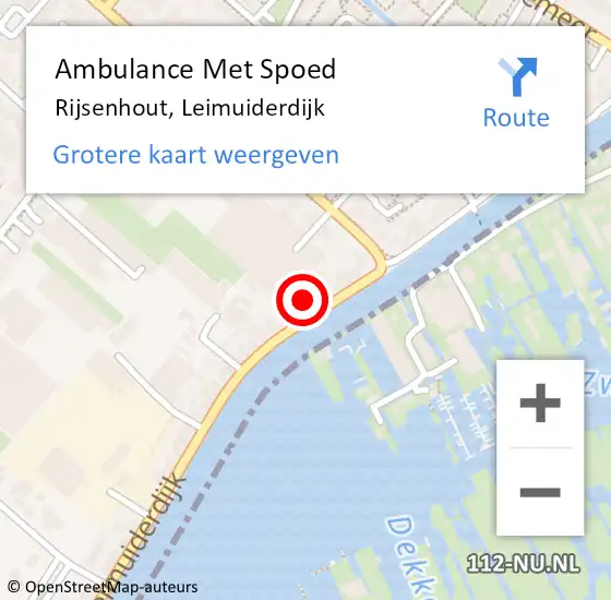 Locatie op kaart van de 112 melding: Ambulance Met Spoed Naar Rijsenhout, Leimuiderdijk op 4 juli 2022 13:27